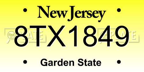 8TX1849 New Jersey License Plate