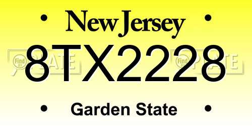 8TX2228 New Jersey License Plate