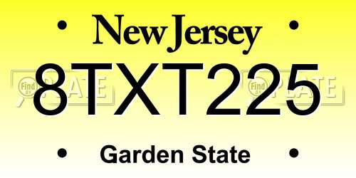 8TXT225 New Jersey License Plate