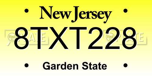 8TXT228 New Jersey License Plate
