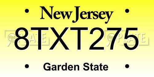 8TXT275 New Jersey License Plate
