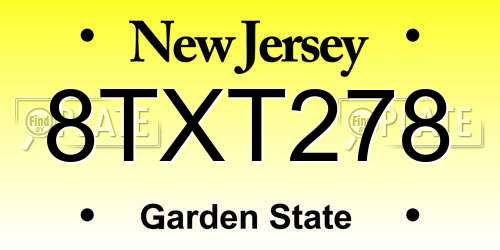8TXT278 New Jersey License Plate