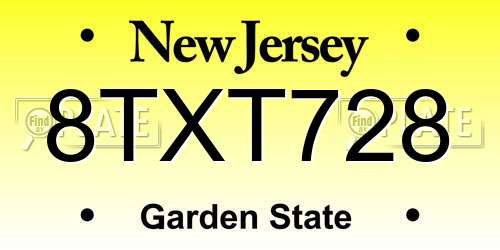8TXT728 New Jersey License Plate