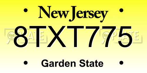 8TXT775 New Jersey License Plate
