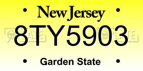 8TY5903 New Jersey License Plate