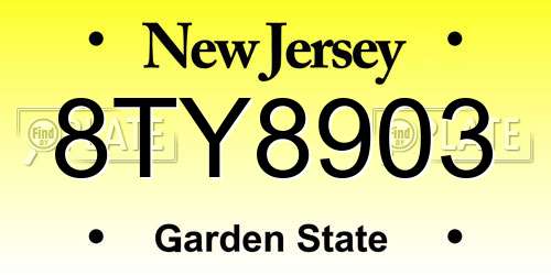 8TY8903 New Jersey License Plate