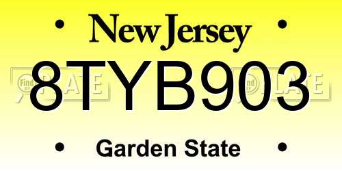 8TYB903 New Jersey License Plate