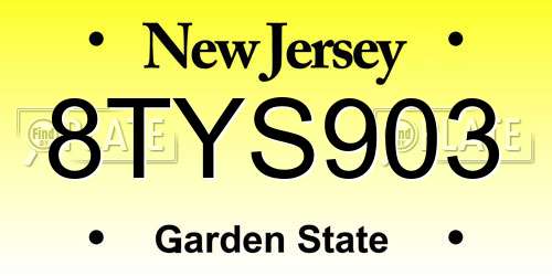 8TYS903 New Jersey License Plate
