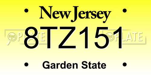 8TZ151 New Jersey License Plate