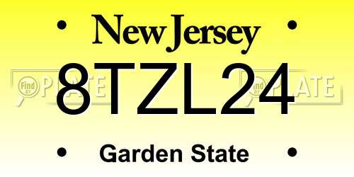 8TZL24 New Jersey License Plate