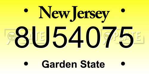 8U54075 New Jersey License Plate