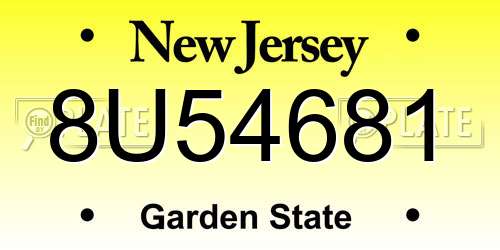 8U54681 New Jersey License Plate