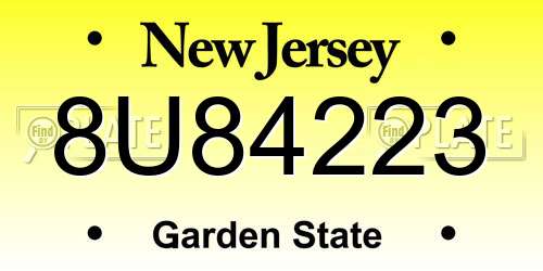8U84223 New Jersey License Plate