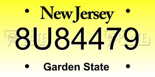 8U84479 New Jersey License Plate