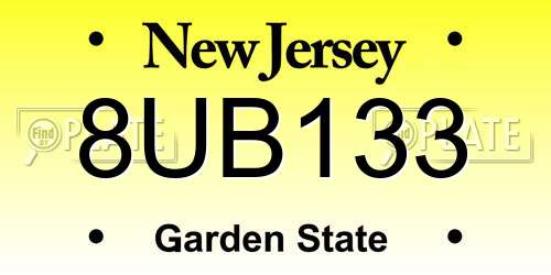 8UB133 New Jersey License Plate