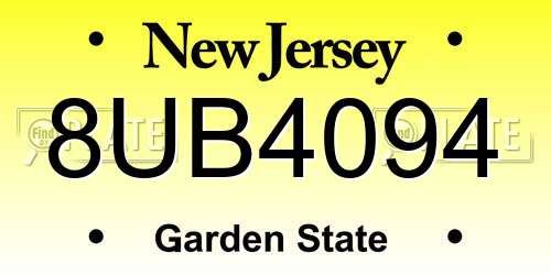8UB4094 New Jersey License Plate
