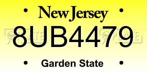 8UB4479 New Jersey License Plate
