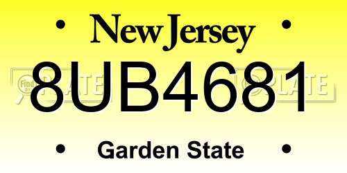 8UB4681 New Jersey License Plate