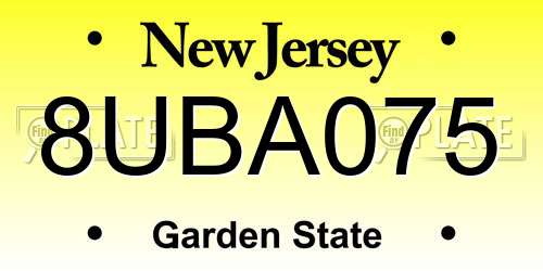 8UBA075 New Jersey License Plate