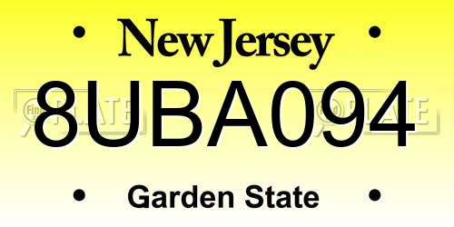 8UBA094 New Jersey License Plate