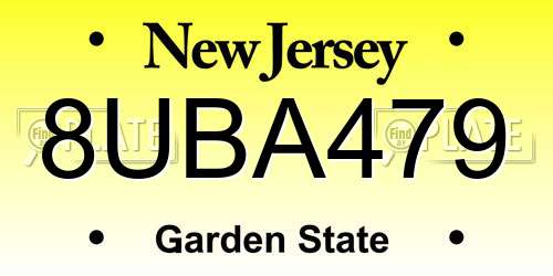8UBA479 New Jersey License Plate
