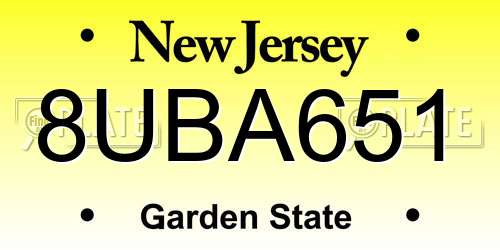 8UBA651 New Jersey License Plate