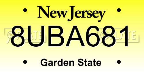 8UBA681 New Jersey License Plate