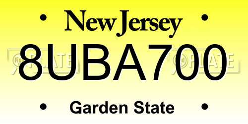 8UBA700 New Jersey License Plate