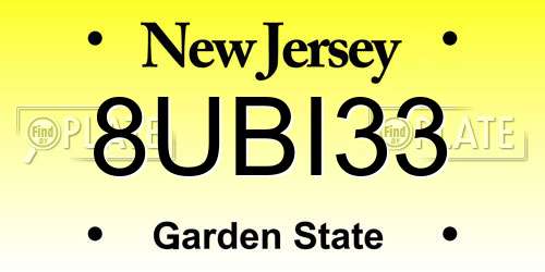 8UBI33 New Jersey License Plate