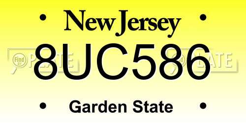 8UC586 New Jersey License Plate