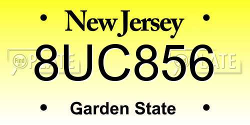 8UC856 New Jersey License Plate