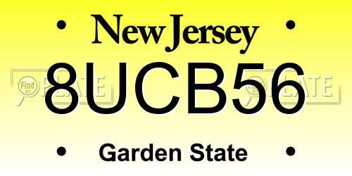 8UCB56 New Jersey License Plate