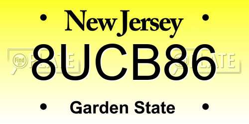 8UCB86 New Jersey License Plate