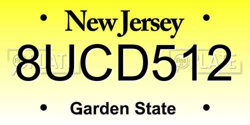 8UCD512 New Jersey License Plate