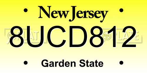 8UCD812 New Jersey License Plate