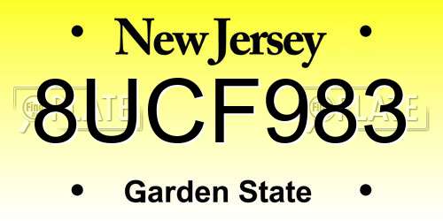 8UCF983 New Jersey License Plate