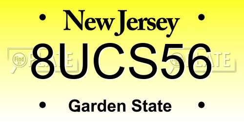 8UCS56 New Jersey License Plate