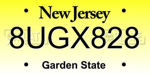 8UGX828 New Jersey License Plate