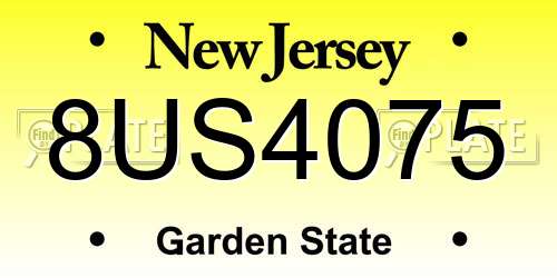 8US4075 New Jersey License Plate