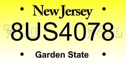 8US4078 New Jersey License Plate