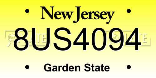 8US4094 New Jersey License Plate