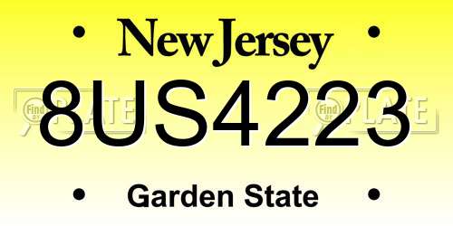 8US4223 New Jersey License Plate