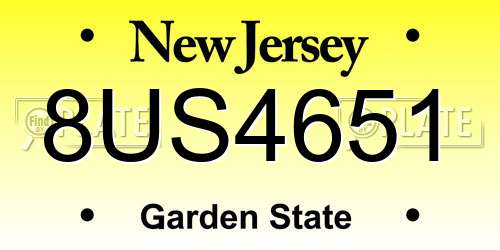 8US4651 New Jersey License Plate