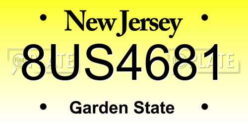 8US4681 New Jersey License Plate