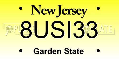 8USI33 New Jersey License Plate