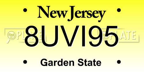 8UVI95 New Jersey License Plate