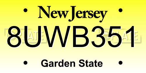 8UWB351 New Jersey License Plate