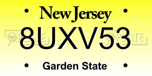8UXV53 New Jersey License Plate