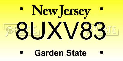 8UXV83 New Jersey License Plate