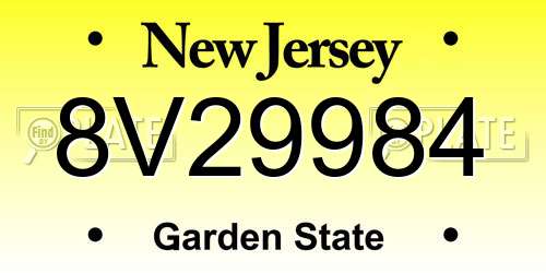 8V29984 New Jersey License Plate